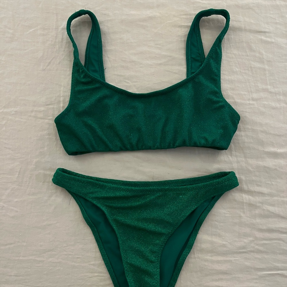 Good American Green Sparkle Swimsuit